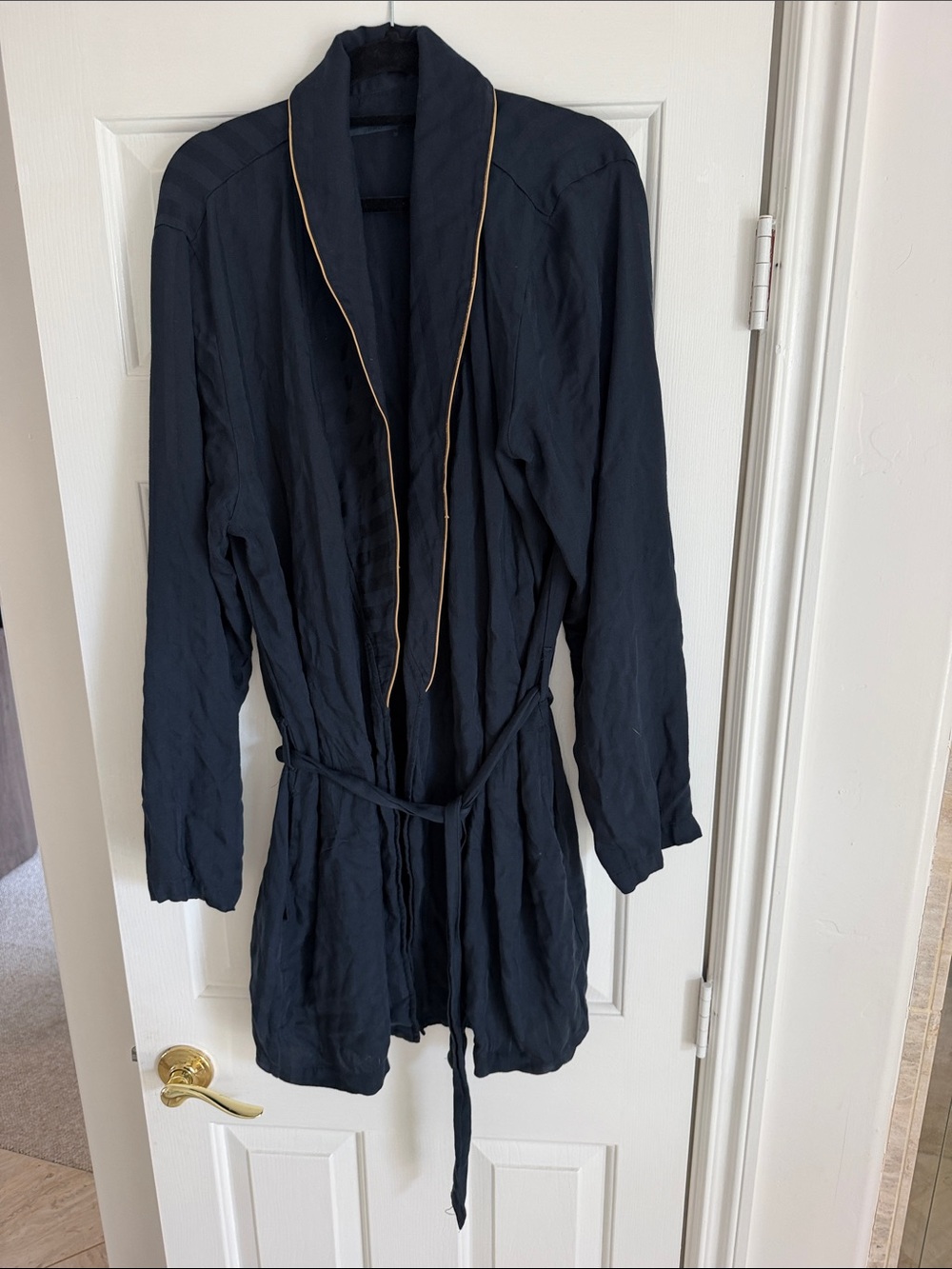 intimissimi uomo men’s Navy house robe with Gold Contrast Trim